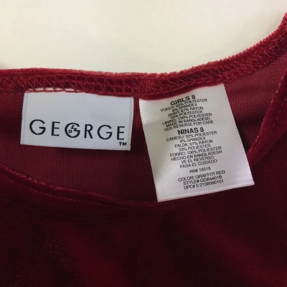 Gegrge Girls Red Velvet High-Low Holiday Dress Sz8 - Picture 8 of 10